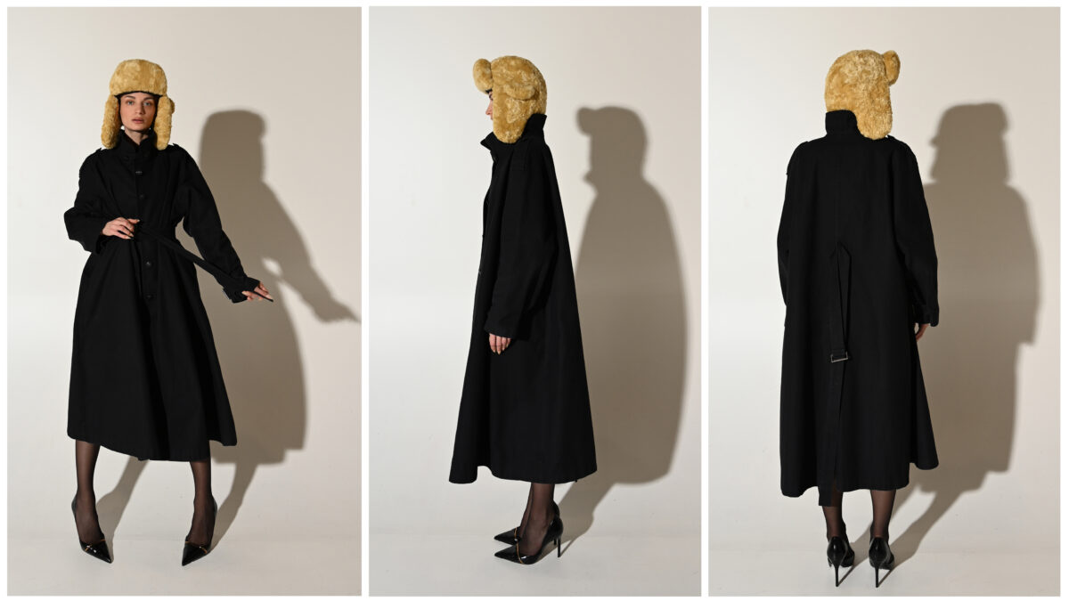 COTTON GABARDINE TRENCH COAT (BLACK)