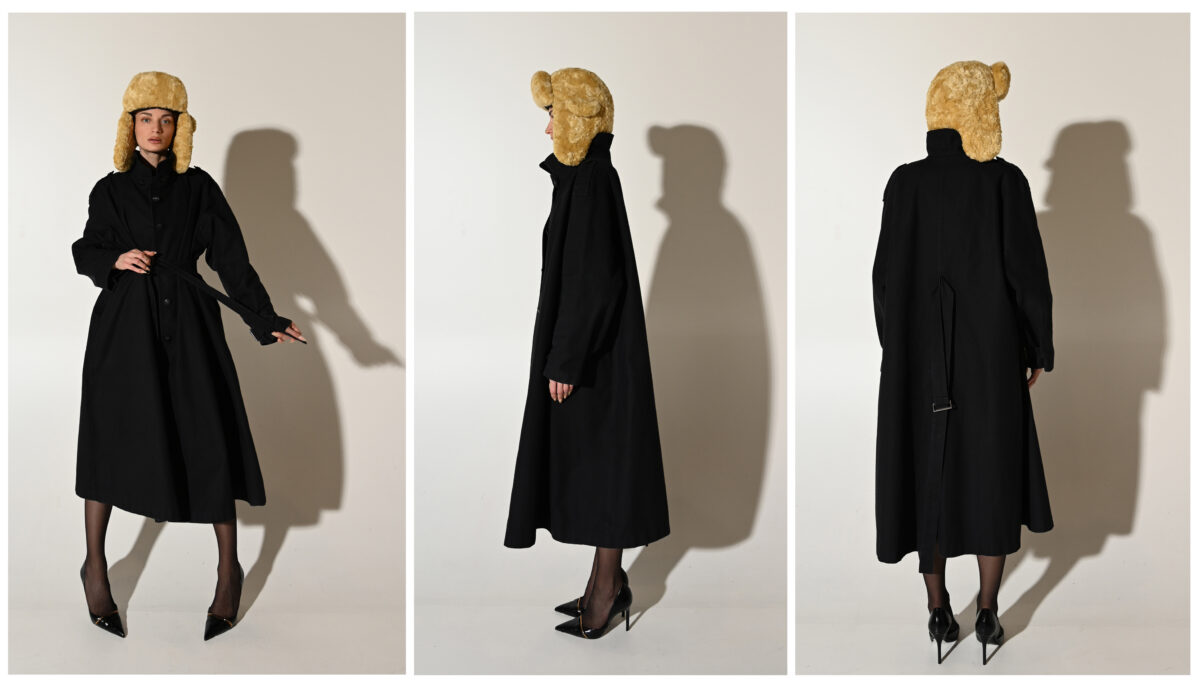 COTTON GABARDINE TRENCH COAT (BLACK)