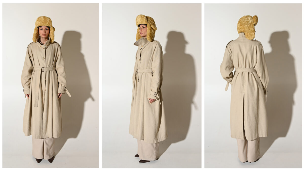 DENIM GABARDINE TRENCH COAT (BEIGE)