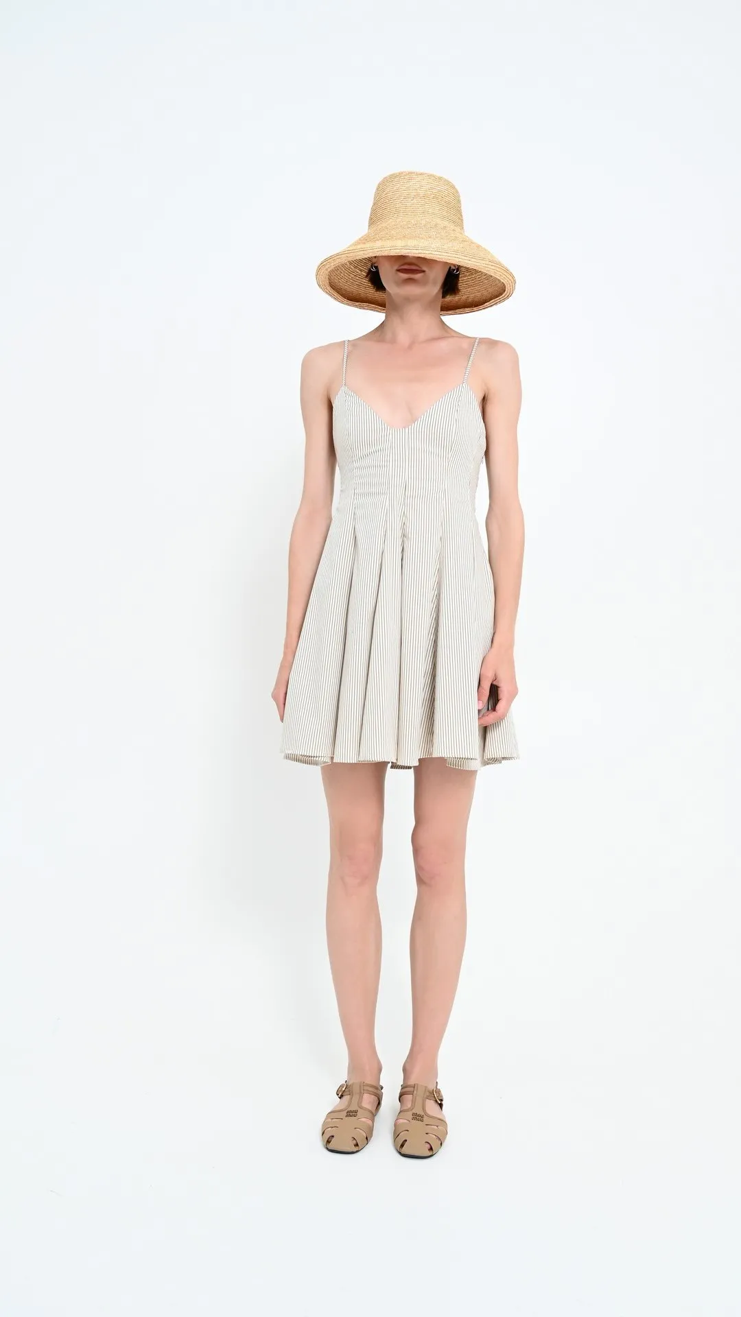 GATHERED MINIDRESS (STRIPED)
