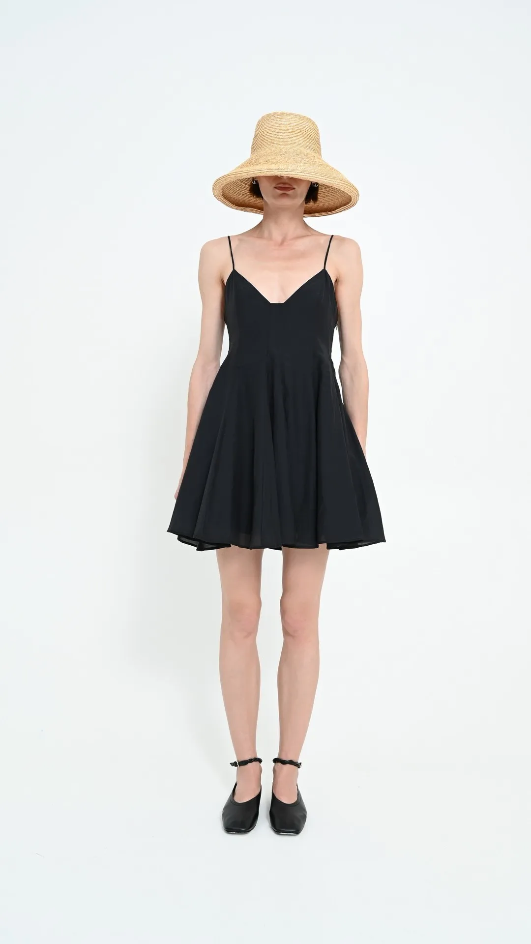 GATHERED MINIDRESS (BLACK)