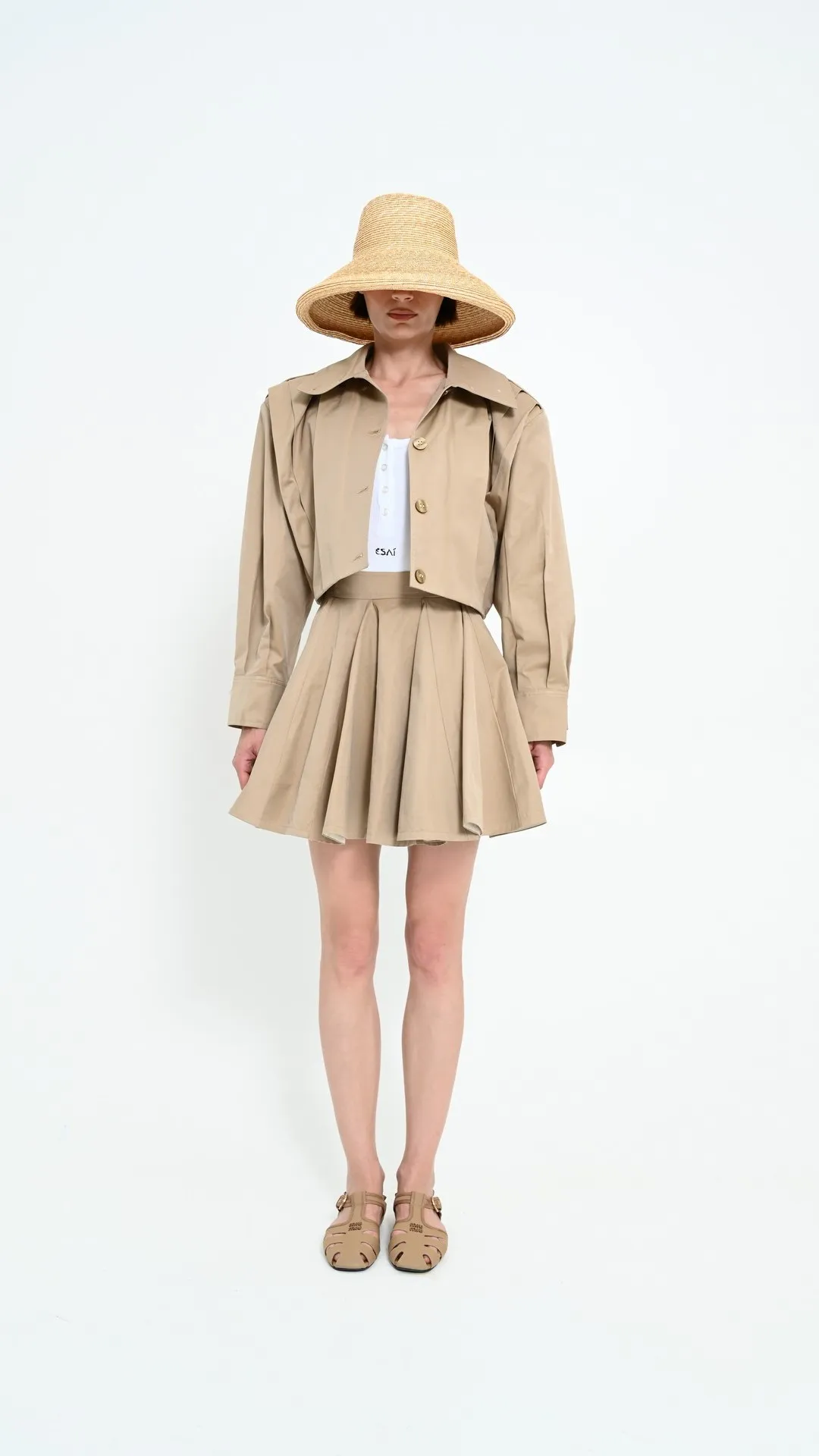 GATHERED MINISKIRT (TAN)
