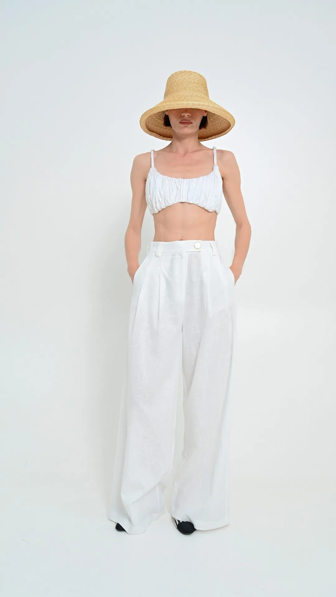 LINEN WIDE-LEG PANTS